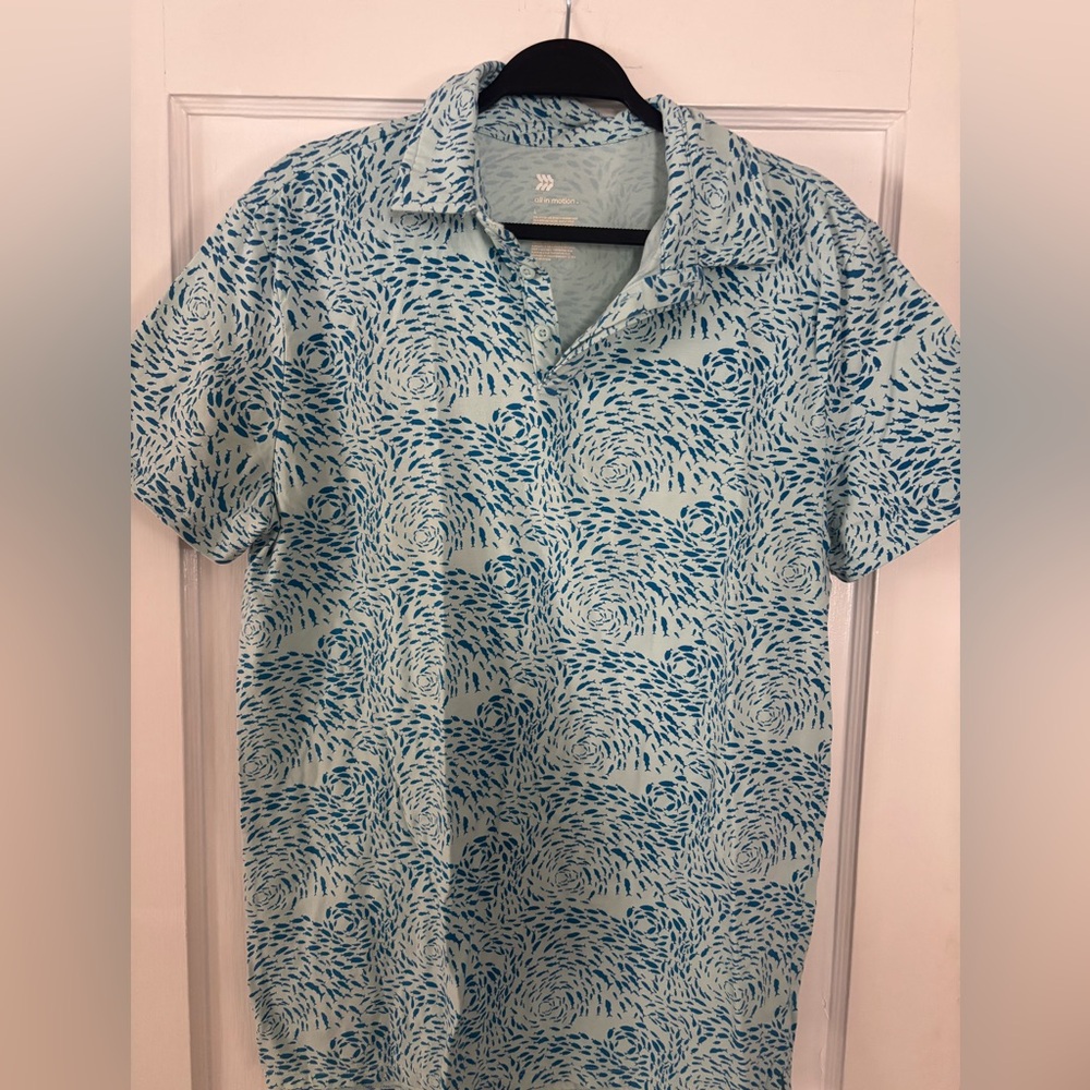 All in Motion Teal and Blue Swirl Men's Shirt